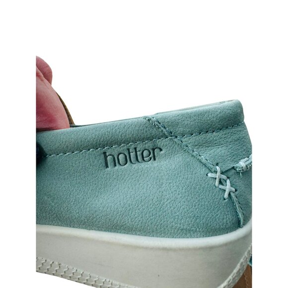 Hotter Comfort Concept Leather Shoes Sunset 8 Teal Green Cushioned Casual Loafer - Picture 5 of 13